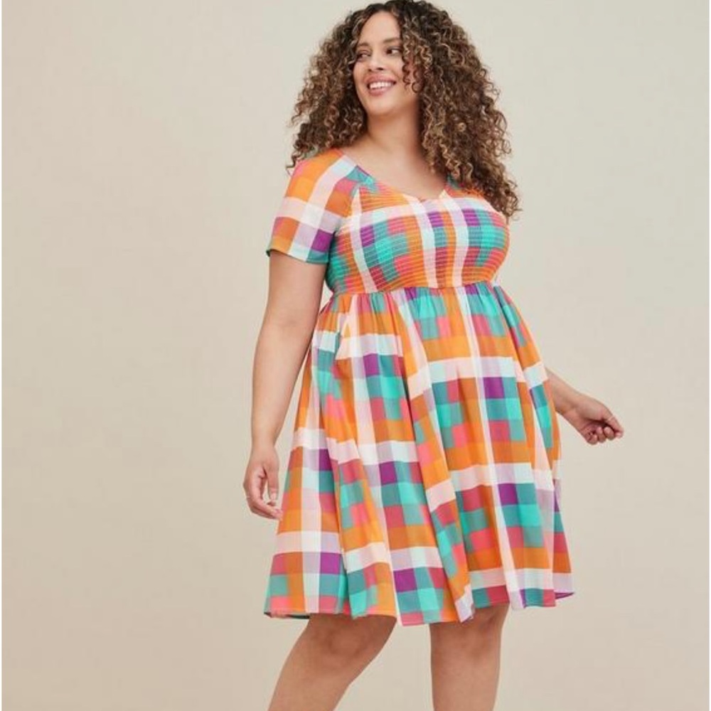 Torrid Plaid Challis Skater Dress
